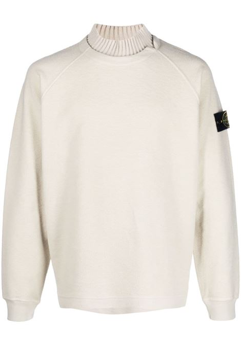 Maglia ecrù in lana vergine e tessuto felpato STONE ISLAND | 791560954V0097